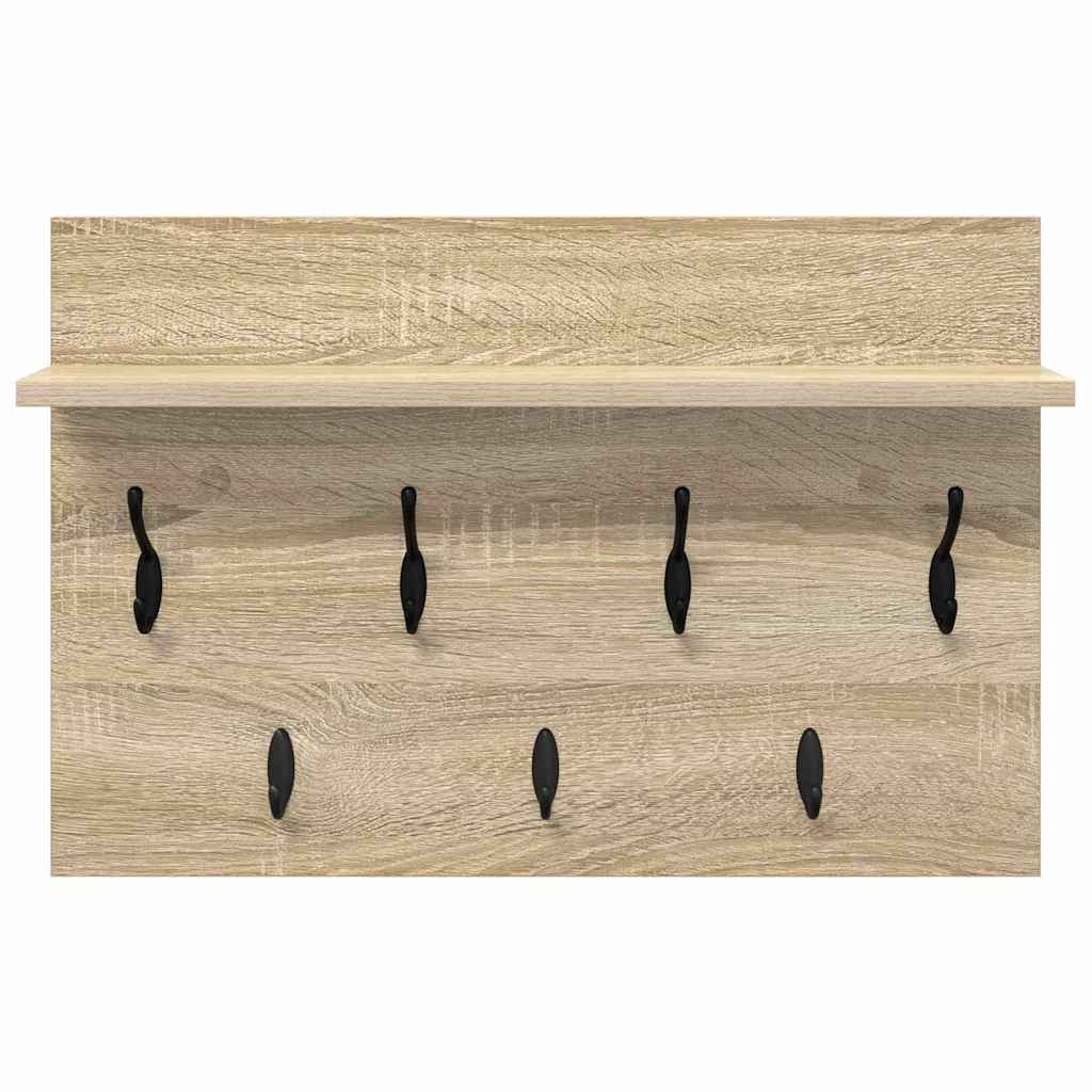 Wandgemonteerde kapstok met plank Sonoma Eiken 60 x 40 x 12 cm is nu te koop bij PeponiXL, paradijselijk wonen!