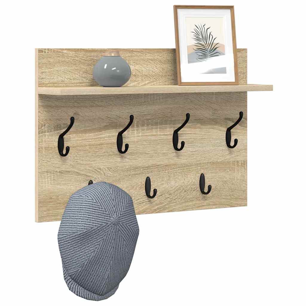 Wandgemonteerde kapstok met plank Sonoma Eiken 60 x 40 x 12 cm is nu te koop bij PeponiXL, paradijselijk wonen!