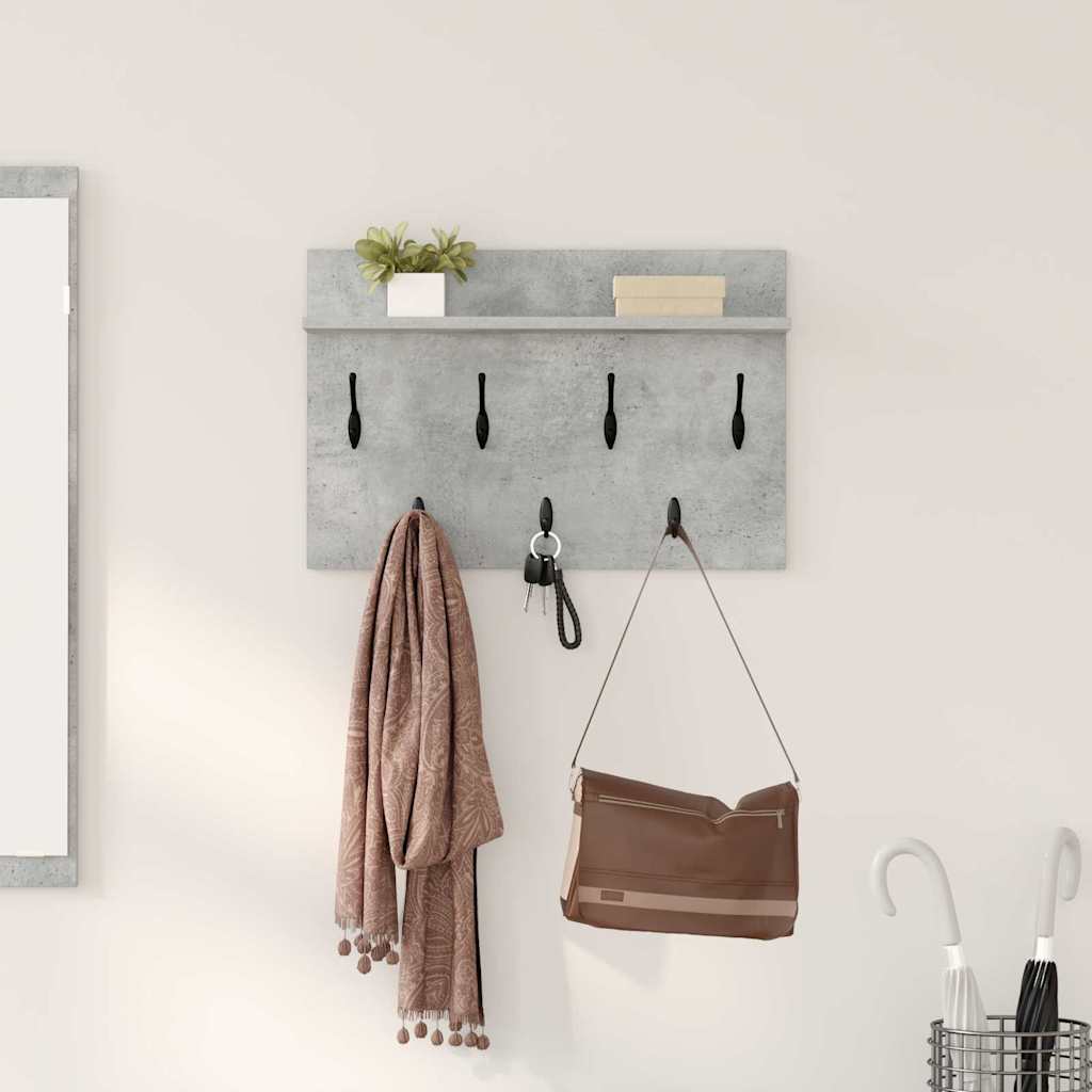 Wandgemonteerde kapstok met plank Beton Grijs 60 x 40 x 12 cm is nu te koop bij PeponiXL, paradijselijk wonen!