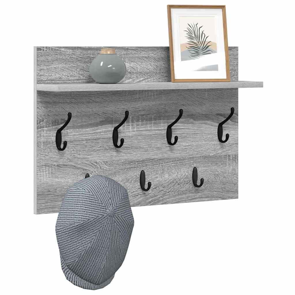 Wandgemonteerde kapstok met plank Grijs Sonoma 60 x 40 x 12 cm is nu te koop bij PeponiXL, paradijselijk wonen!
