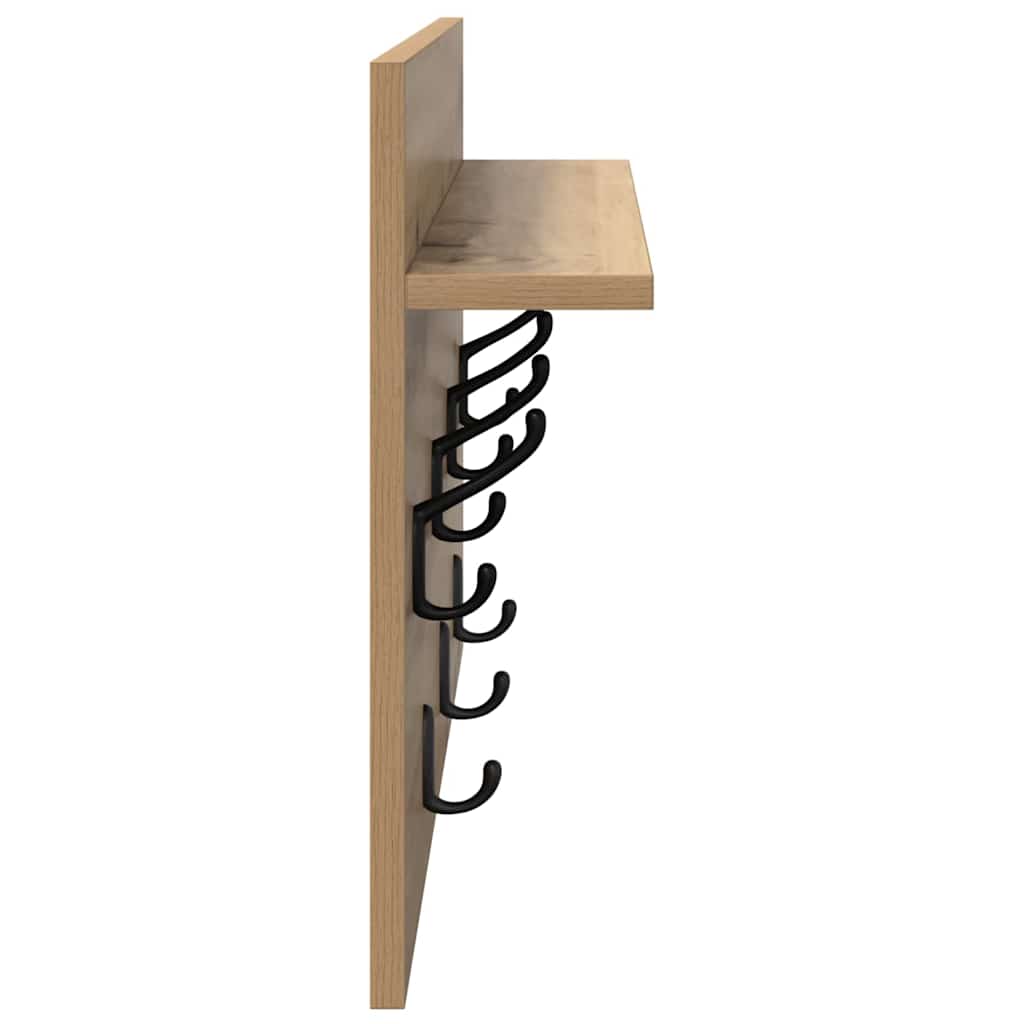 Wandgemonteerde kapstok met plank Artisan Eiken 60 x 40 x 12 cm is nu te koop bij PeponiXL, paradijselijk wonen!