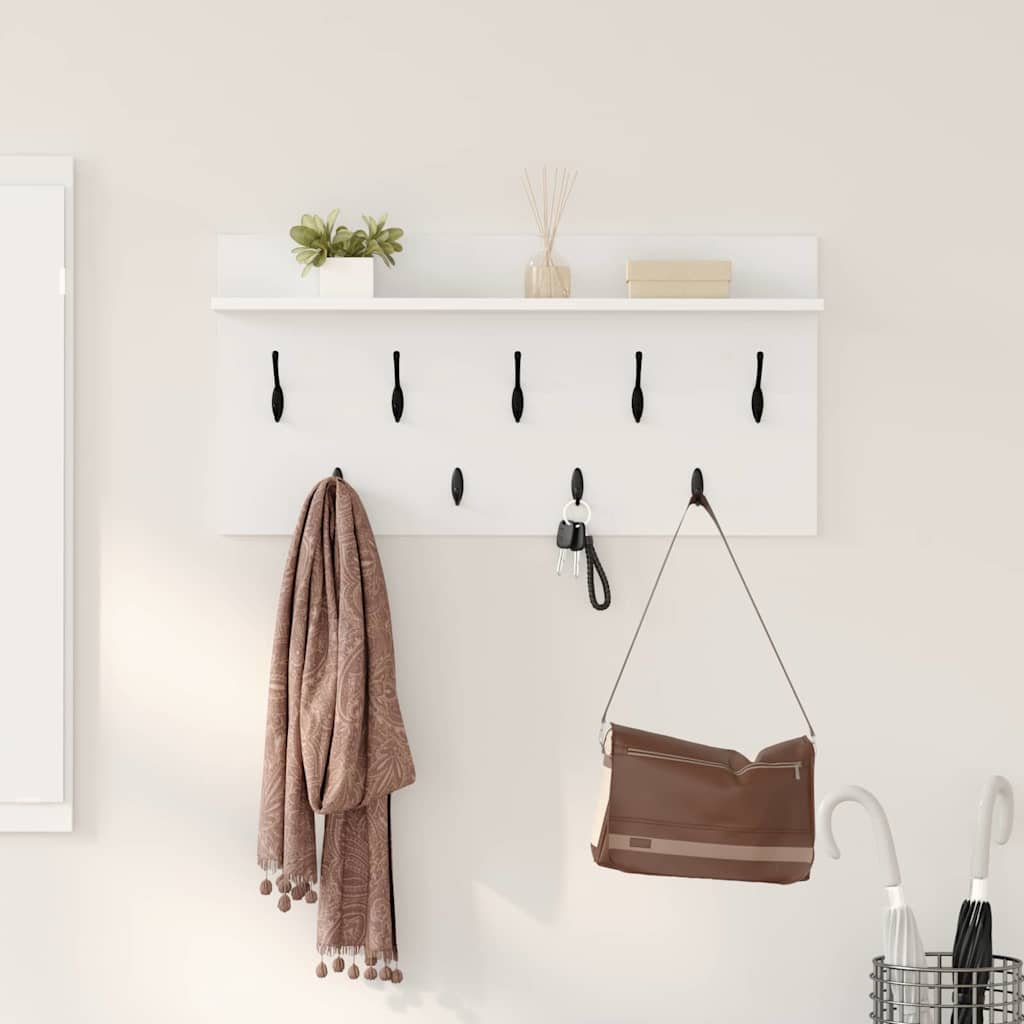 Wandgemonteerde kapstok Wit 80 x 40 x 12 cm Bewerkt hout is nu te koop bij PeponiXL, paradijselijk wonen!