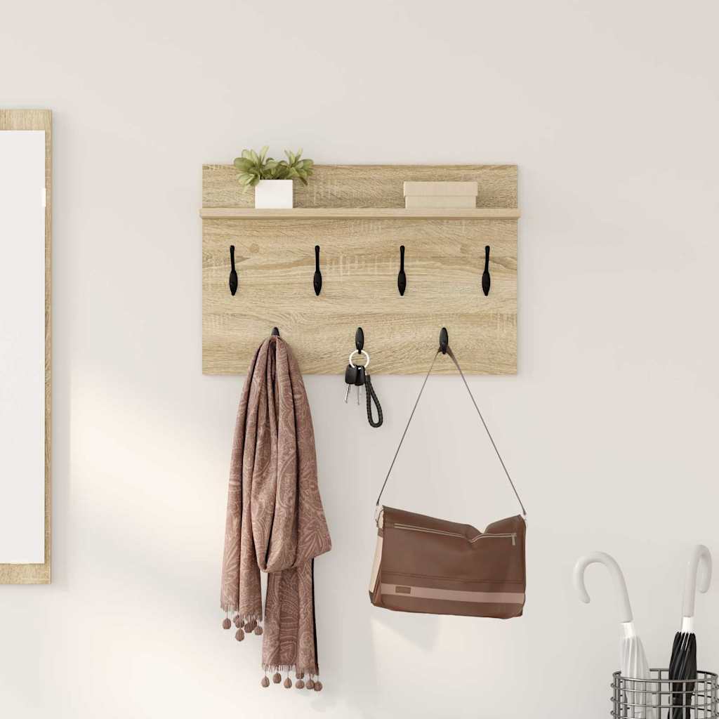 Wandgemonteerde kapstok met plank Sonoma Eiken 80 x 40 x 12 cm is nu te koop bij PeponiXL, paradijselijk wonen!