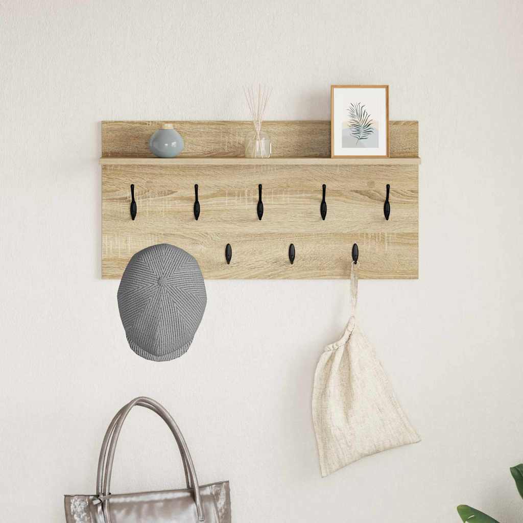 Wandgemonteerde kapstok met plank Sonoma Eiken 80 x 40 x 12 cm is nu te koop bij PeponiXL, paradijselijk wonen!
