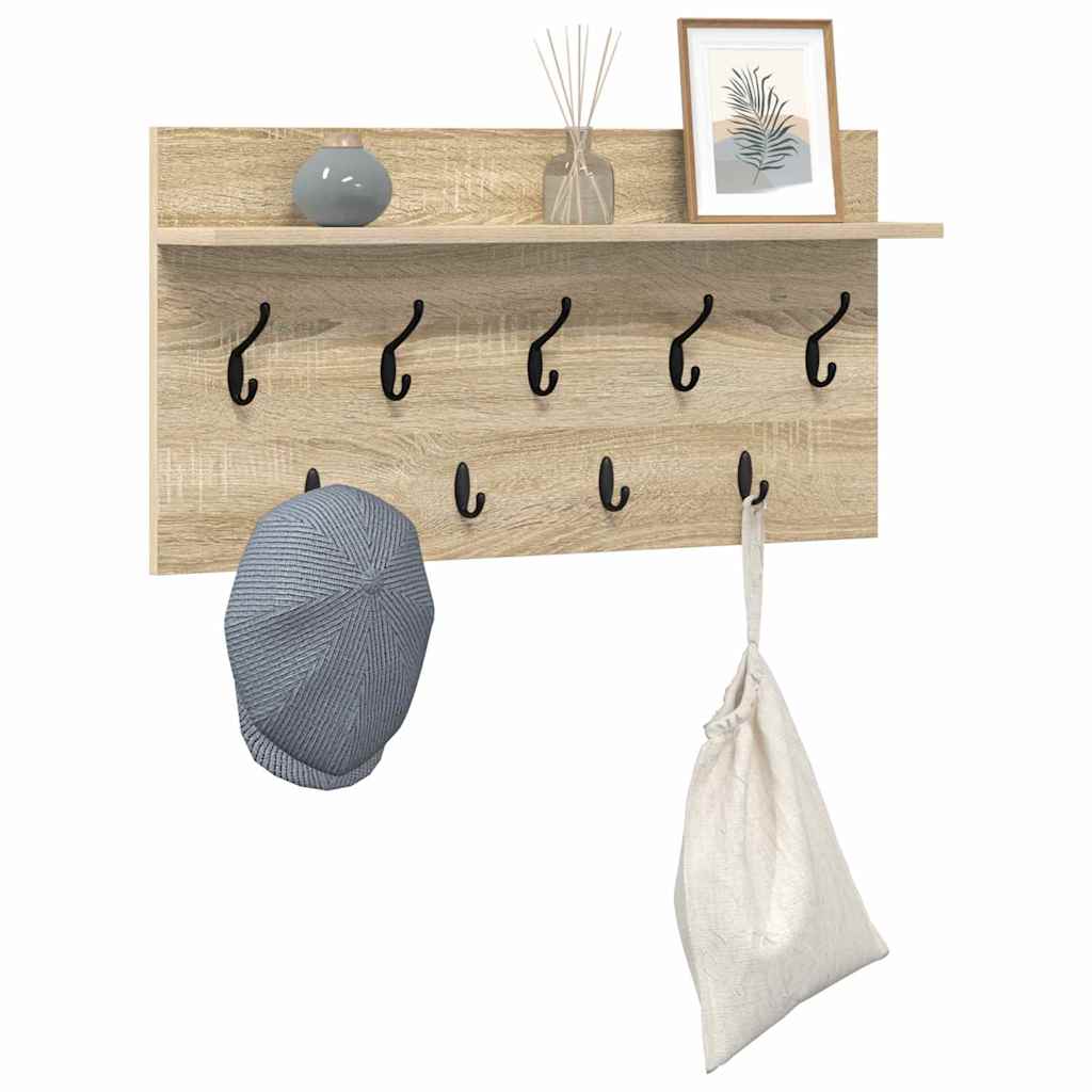 Wandgemonteerde kapstok met plank Sonoma Eiken 80 x 40 x 12 cm is nu te koop bij PeponiXL, paradijselijk wonen!