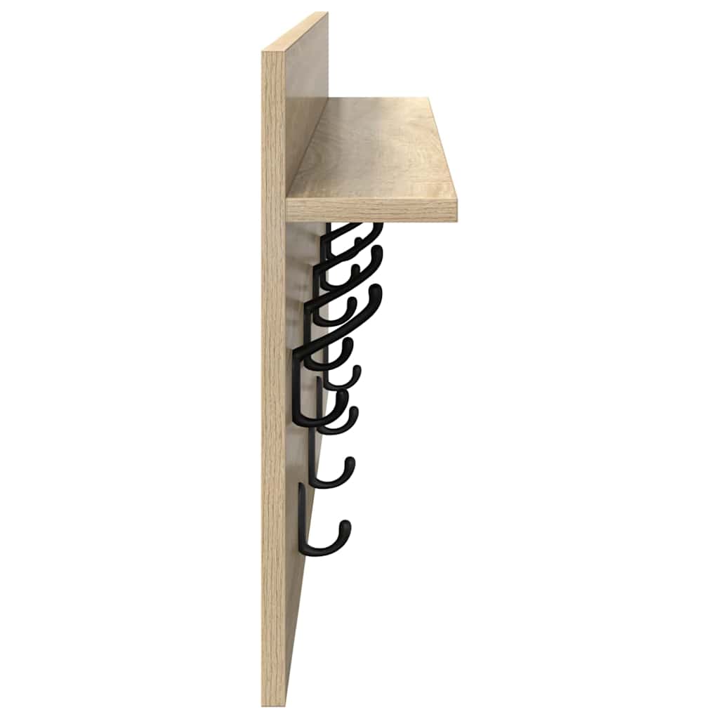 Wandgemonteerde kapstok met plank Sonoma Eiken 80 x 40 x 12 cm is nu te koop bij PeponiXL, paradijselijk wonen!