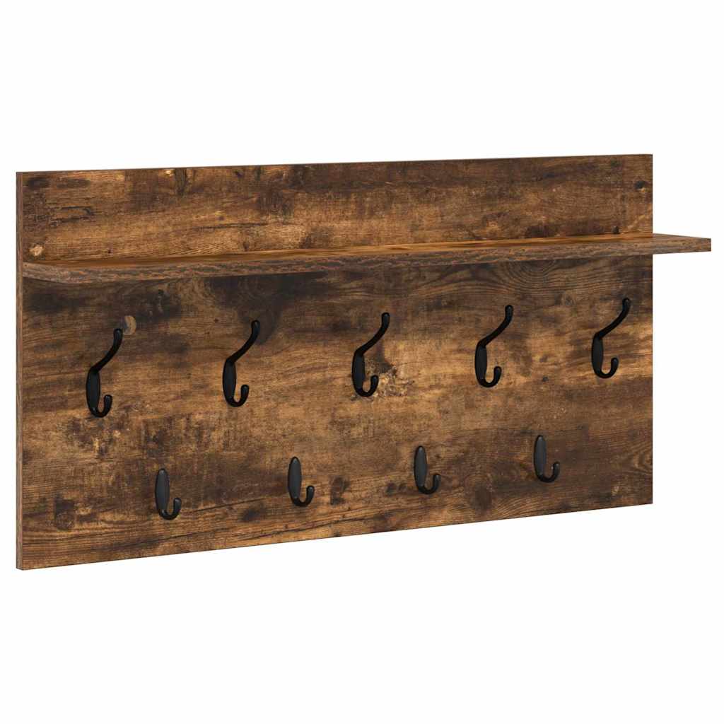 Wandgemonteerde kapstok met plank Gerookt eiken 80 x 40 x 12 cm is nu te koop bij PeponiXL, paradijselijk wonen!