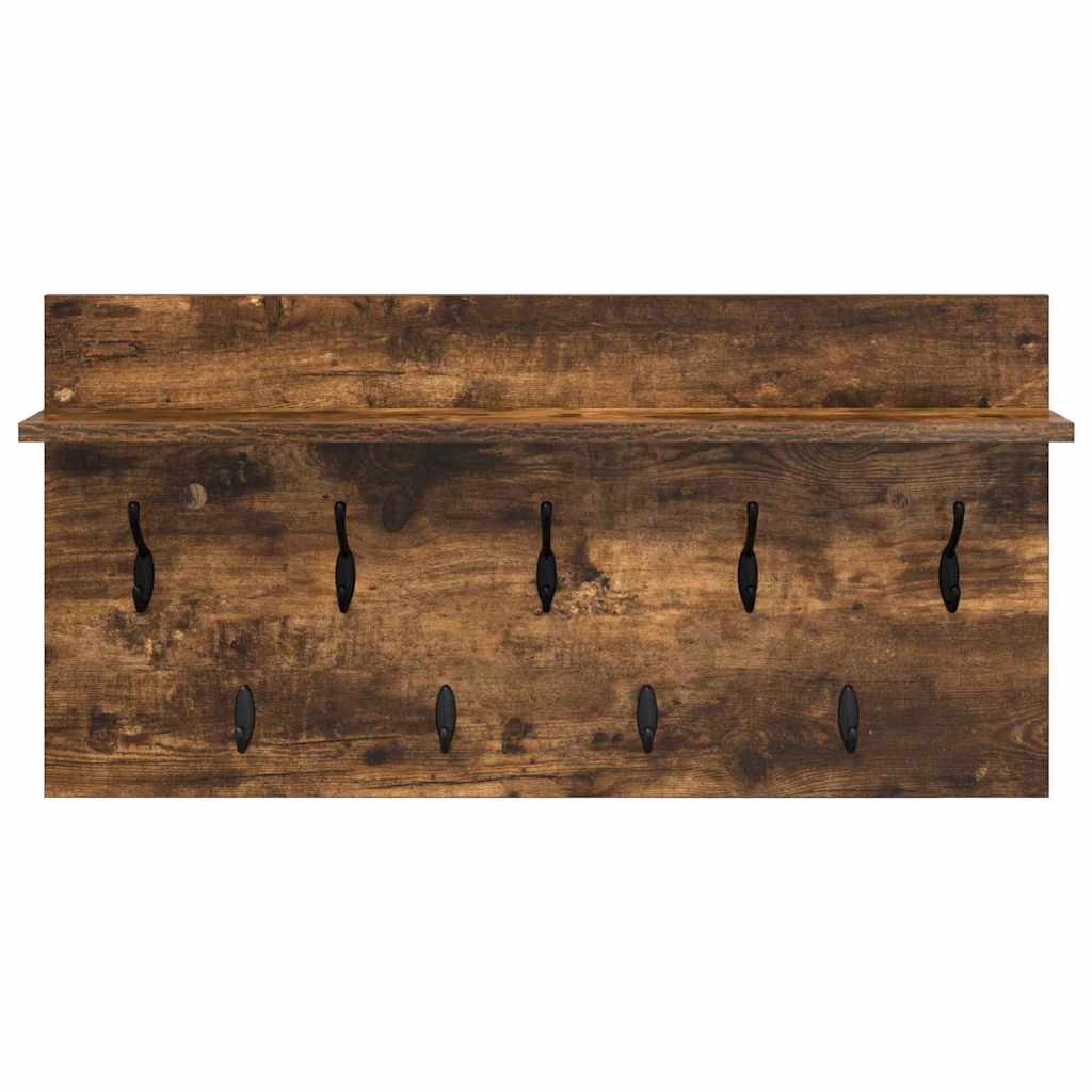 Wandgemonteerde kapstok met plank Gerookt eiken 80 x 40 x 12 cm is nu te koop bij PeponiXL, paradijselijk wonen!