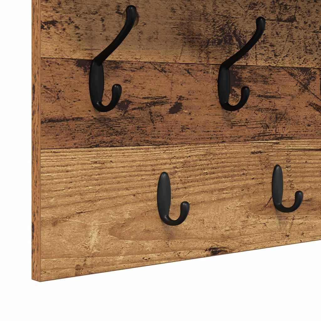 Wandgemonteerde kapstok Oudhout 80 x 40 x 12 cm Bewerkt hout is nu te koop bij PeponiXL, paradijselijk wonen!