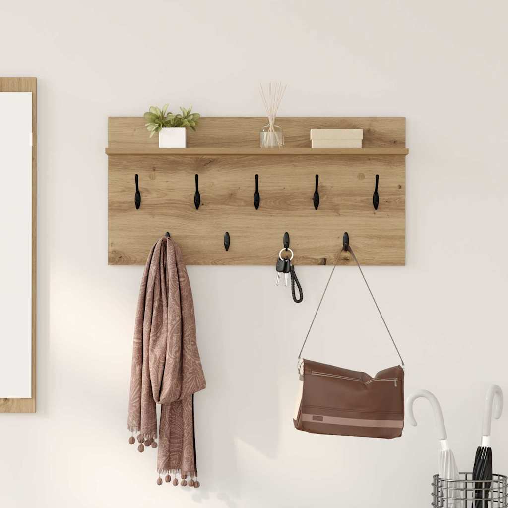 Wandgemonteerde kapstok met plank Artisan Eiken 80 x 40 x 12 cm is nu te koop bij PeponiXL, paradijselijk wonen!