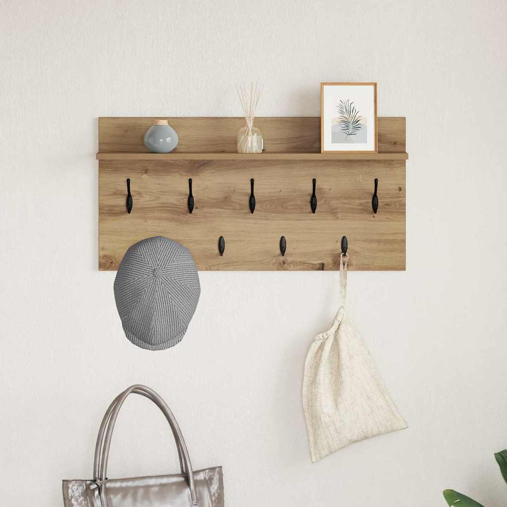Wandgemonteerde kapstok met plank Artisan Eiken 80 x 40 x 12 cm is nu te koop bij PeponiXL, paradijselijk wonen!