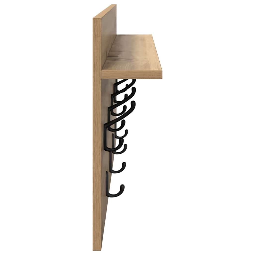 Wandgemonteerde kapstok met plank Artisan Eiken 80 x 40 x 12 cm is nu te koop bij PeponiXL, paradijselijk wonen!