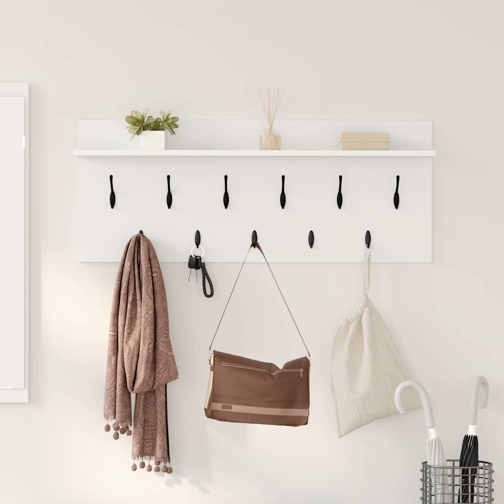 Wandgemonteerde kapstok Wit 100 x 40 x 12 cm Bewerkt hout is nu te koop bij PeponiXL, paradijselijk wonen!
