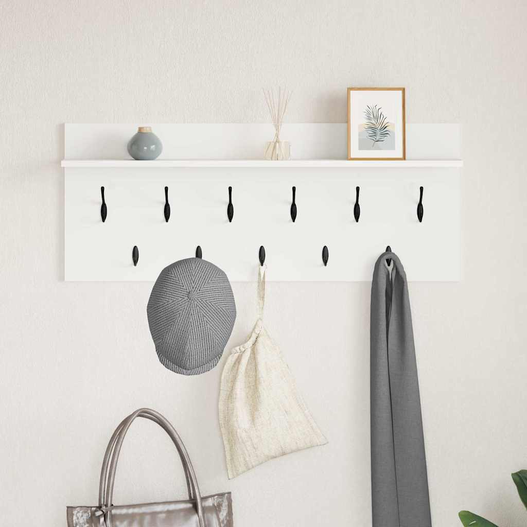 Wandgemonteerde kapstok Wit 100 x 40 x 12 cm Bewerkt hout is nu te koop bij PeponiXL, paradijselijk wonen!