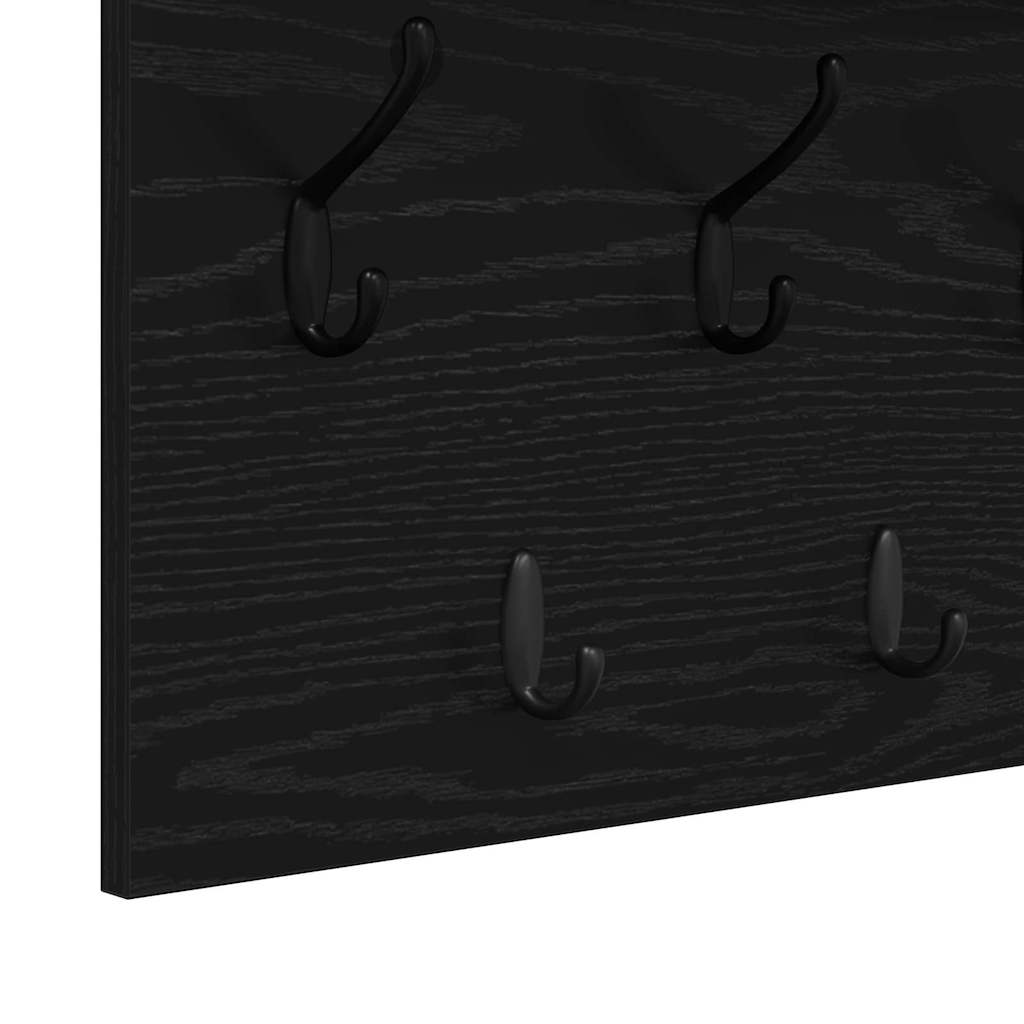 Wandgemonteerde kapstok met plank Zwart Eiken 100 x 40 x 12 cm