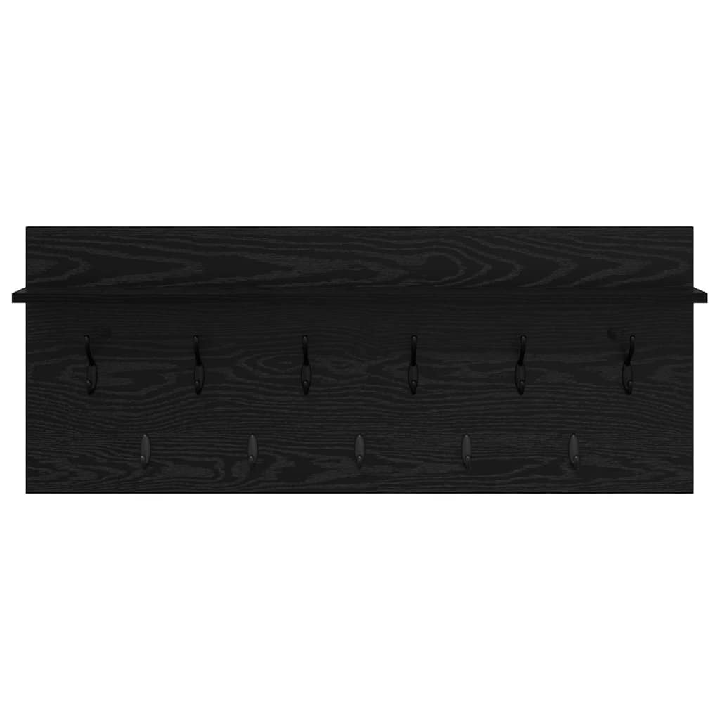 Wandgemonteerde kapstok met plank Zwart Eiken 100 x 40 x 12 cm