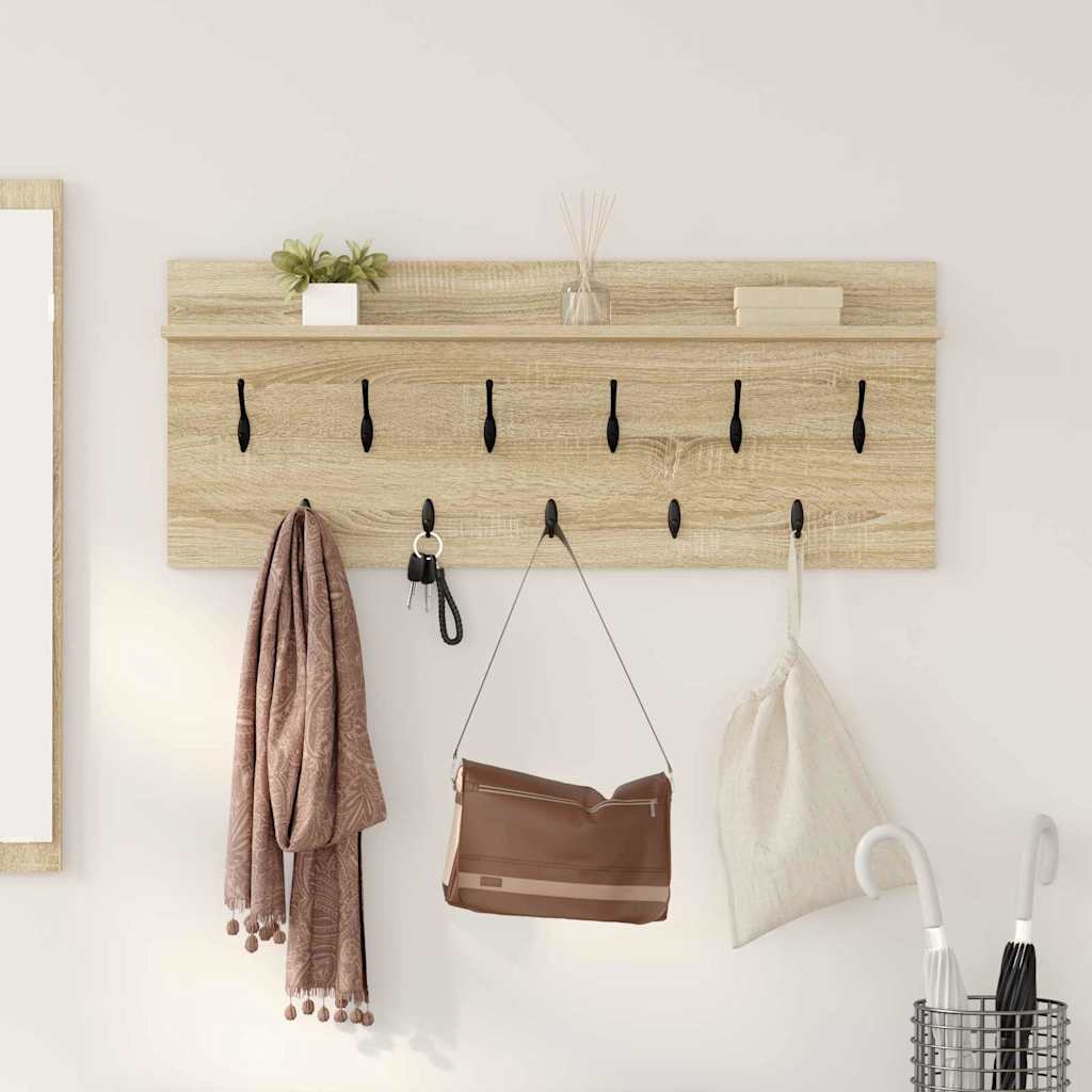 Wandgemonteerde kapstok met plank Sonoma Eiken 100 x 40 x 12 cm is nu te koop bij PeponiXL, paradijselijk wonen!