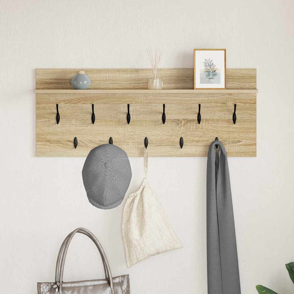 Wandgemonteerde kapstok met plank Sonoma Eiken 100 x 40 x 12 cm is nu te koop bij PeponiXL, paradijselijk wonen!