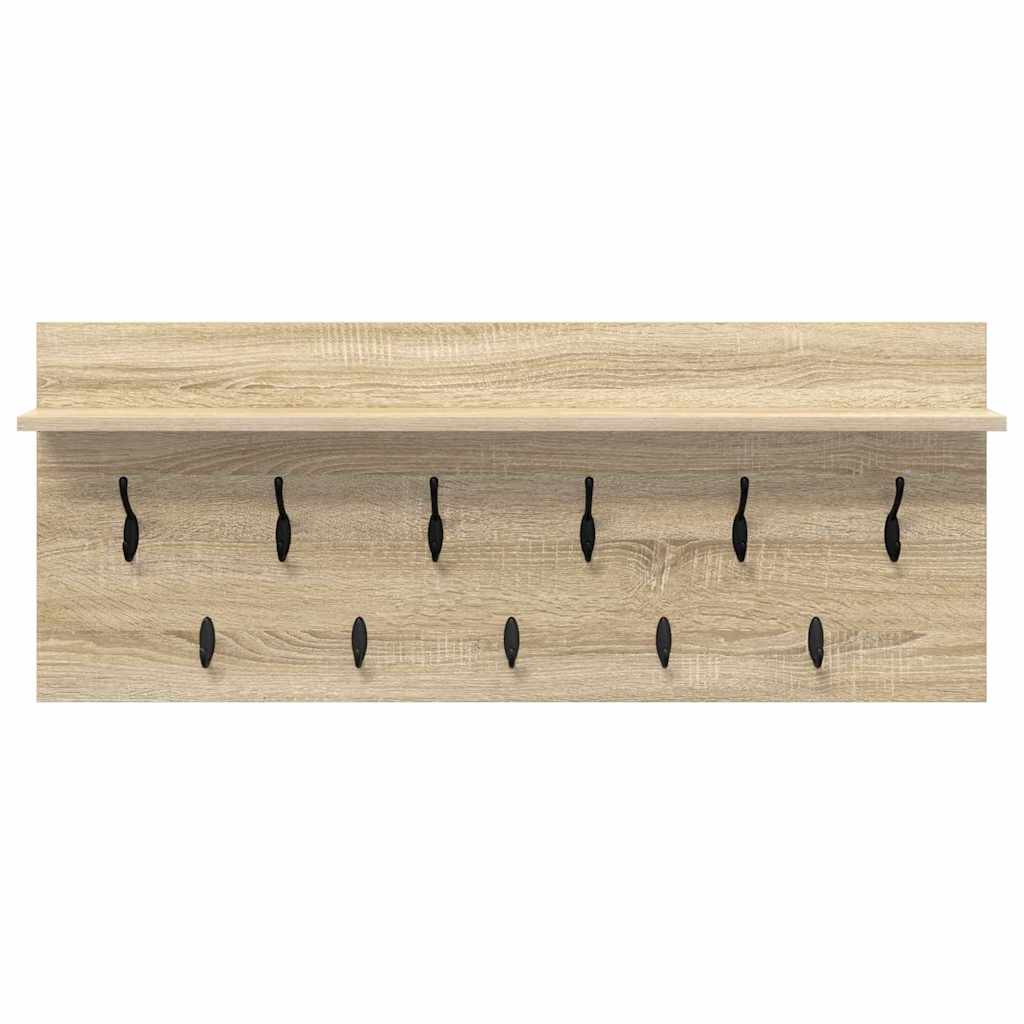 Wandgemonteerde kapstok met plank Sonoma Eiken 100 x 40 x 12 cm is nu te koop bij PeponiXL, paradijselijk wonen!