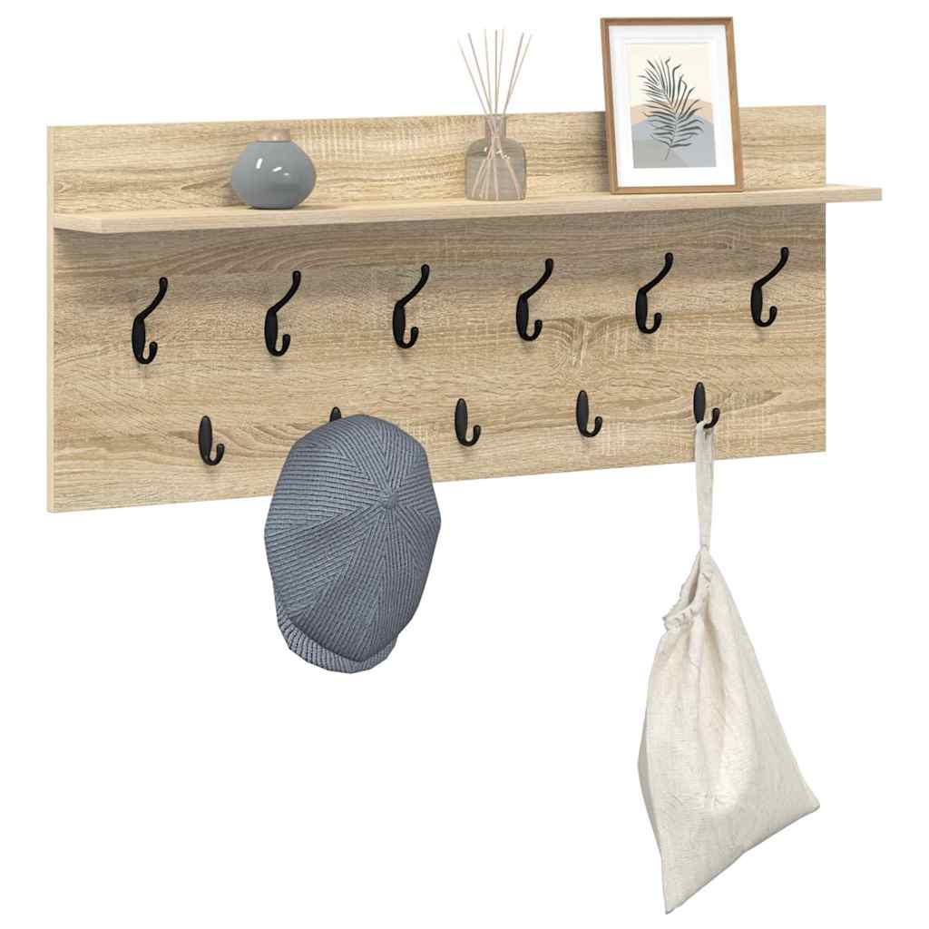 Wandgemonteerde kapstok met plank Sonoma Eiken 100 x 40 x 12 cm is nu te koop bij PeponiXL, paradijselijk wonen!