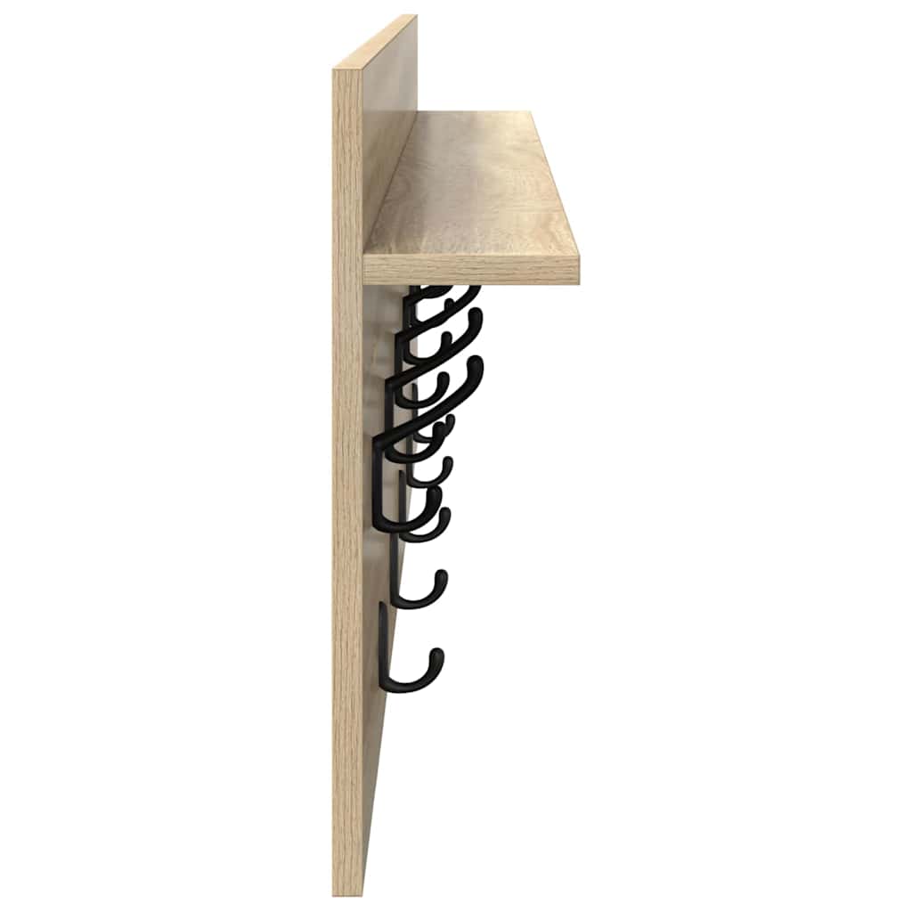 Wandgemonteerde kapstok met plank Sonoma Eiken 100 x 40 x 12 cm is nu te koop bij PeponiXL, paradijselijk wonen!
