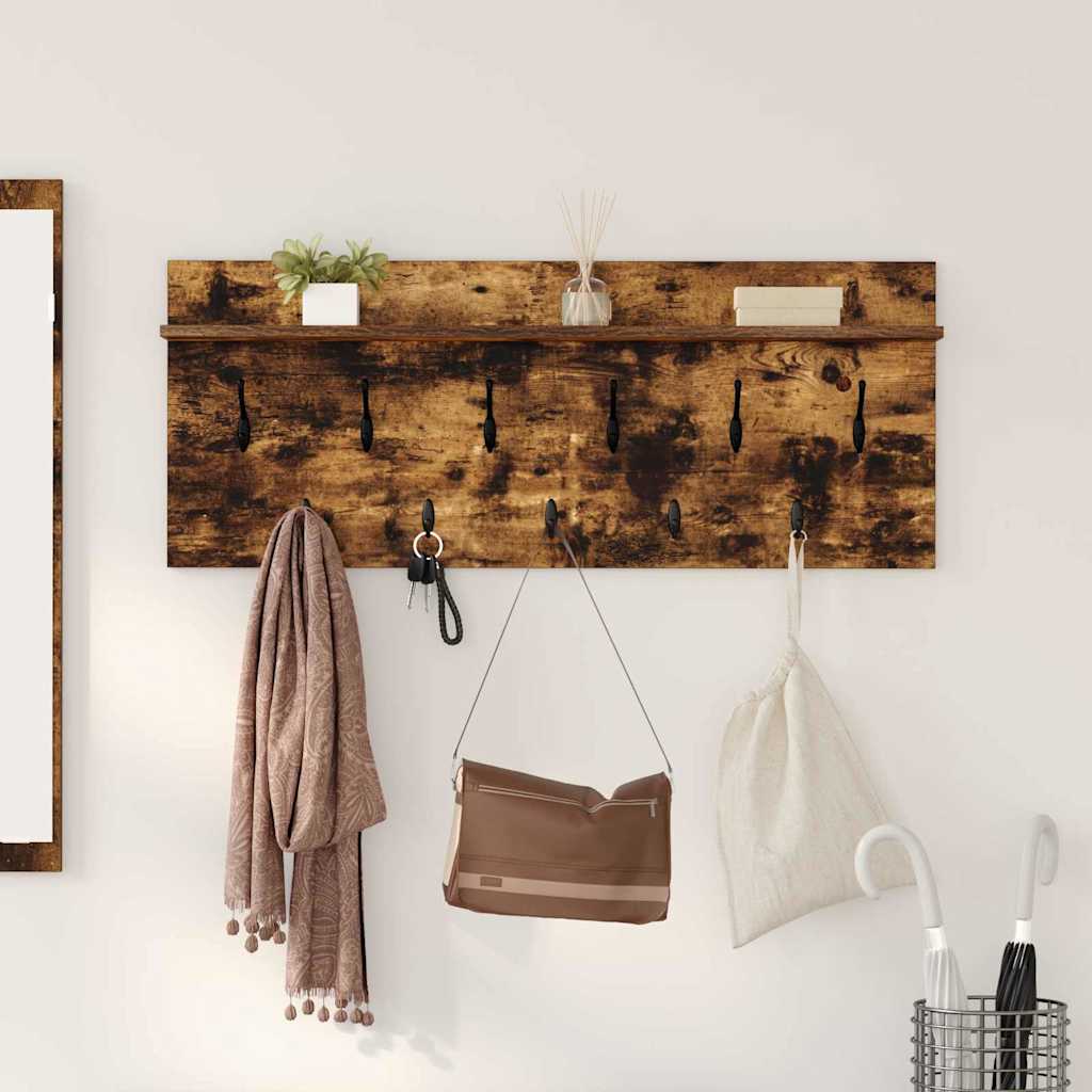Wandgemonteerde kapstok Gerookt eiken 100 x 40 x 12 cm is nu te koop bij PeponiXL, paradijselijk wonen!