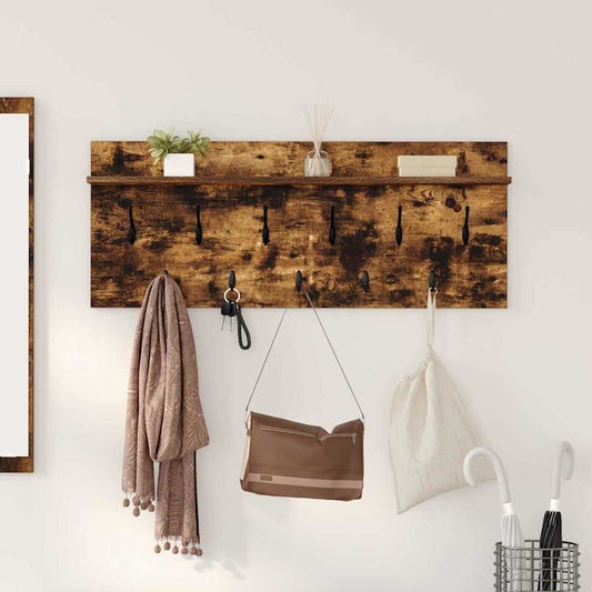 Wandgemonteerde kapstok Gerookt eiken 100 x 40 x 12 cm is nu te koop bij PeponiXL, paradijselijk wonen!