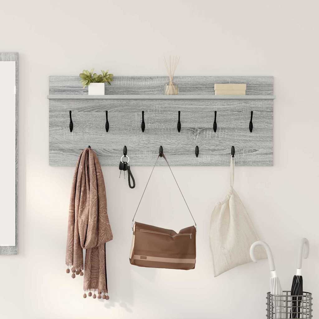 Wandgemonteerde kapstok met plank Grijs Sonoma 100 x 40 x 12 cm is nu te koop bij PeponiXL, paradijselijk wonen!
