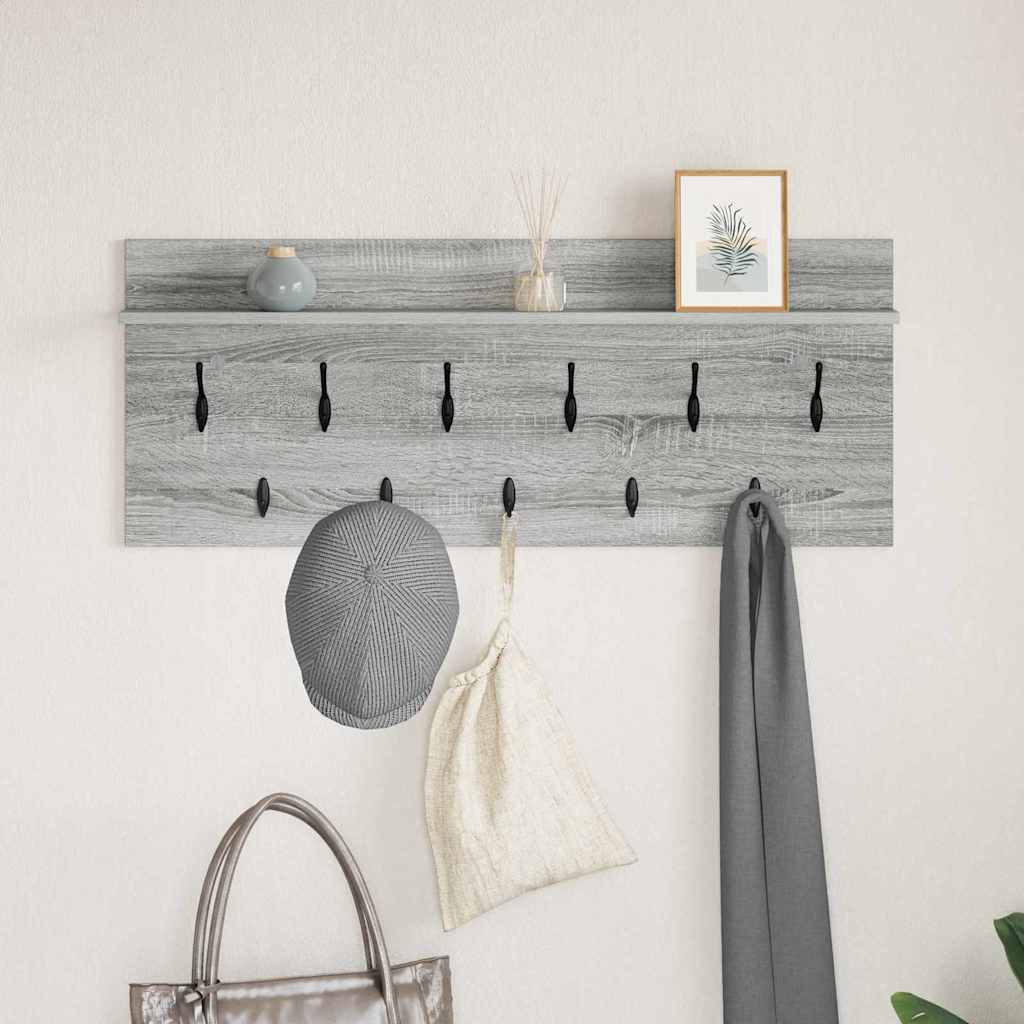 Wandgemonteerde kapstok met plank Grijs Sonoma 100 x 40 x 12 cm is nu te koop bij PeponiXL, paradijselijk wonen!