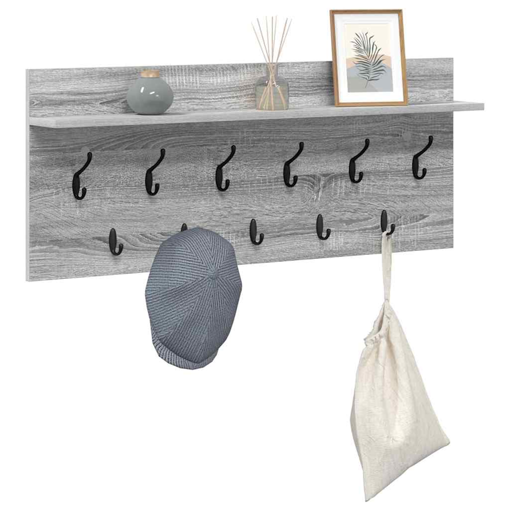Wandgemonteerde kapstok met plank Grijs Sonoma 100 x 40 x 12 cm is nu te koop bij PeponiXL, paradijselijk wonen!
