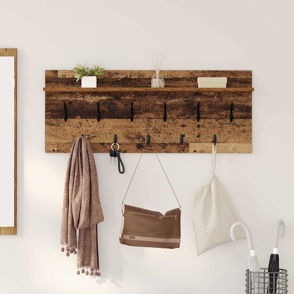 Wandgemonteerde kapstok Oudhout 100 x 40 x 12 cm Bewerkt hout is nu te koop bij PeponiXL, paradijselijk wonen!