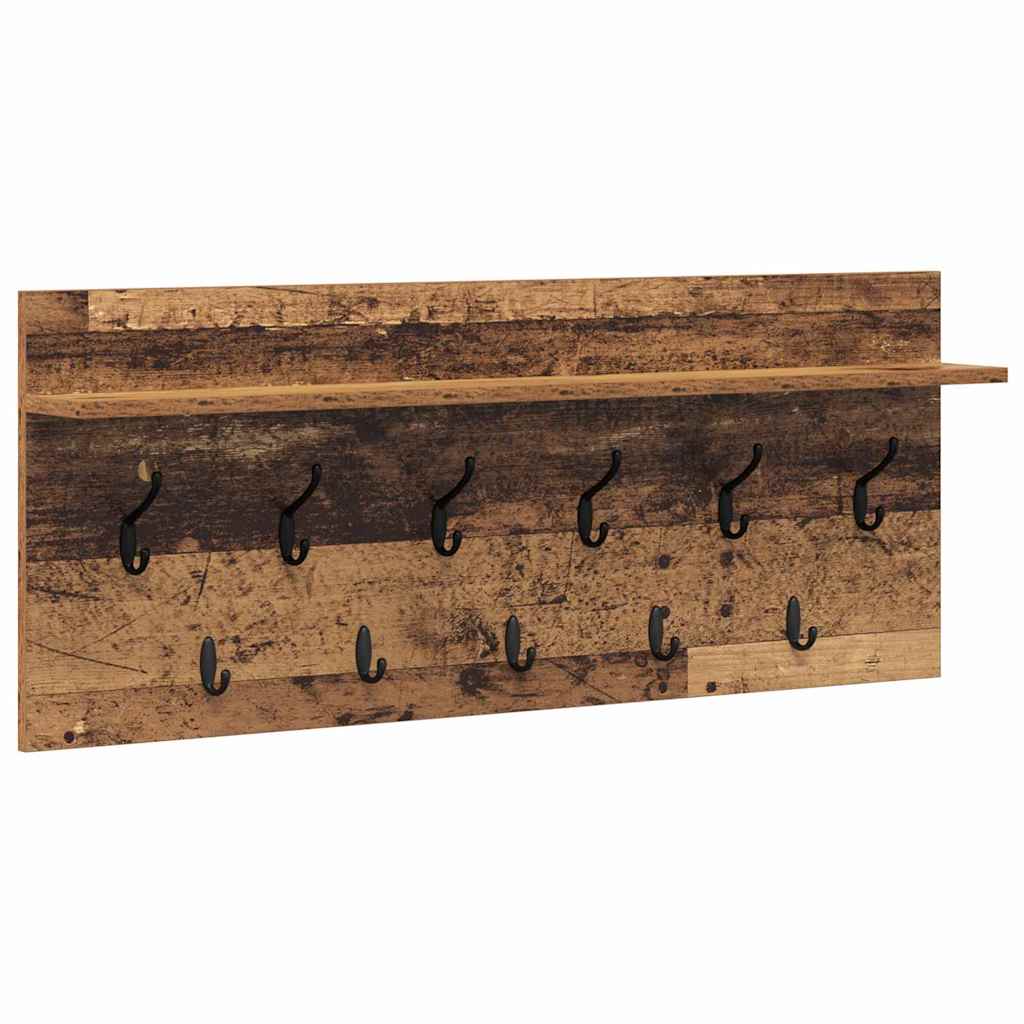 Wandgemonteerde kapstok Oudhout 100 x 40 x 12 cm Bewerkt hout is nu te koop bij PeponiXL, paradijselijk wonen!