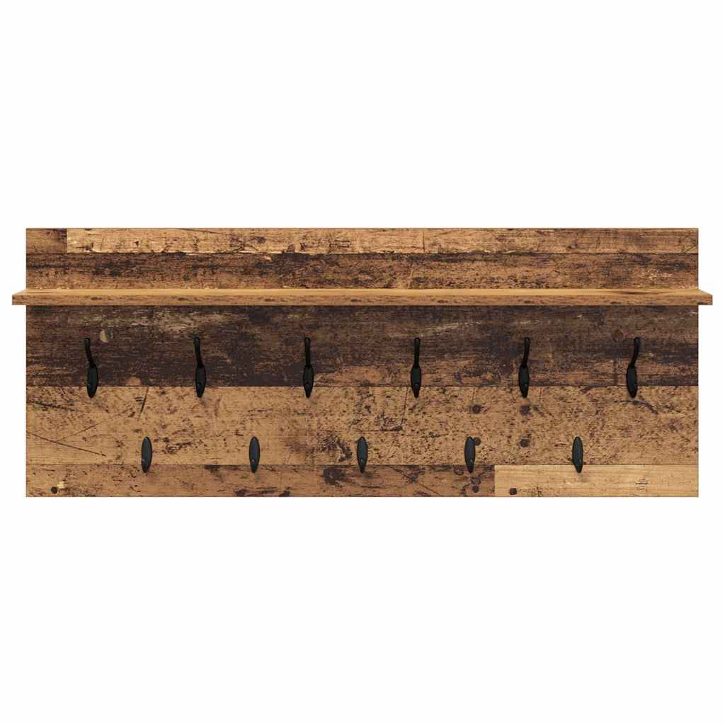 Wandgemonteerde kapstok Oudhout 100 x 40 x 12 cm Bewerkt hout is nu te koop bij PeponiXL, paradijselijk wonen!