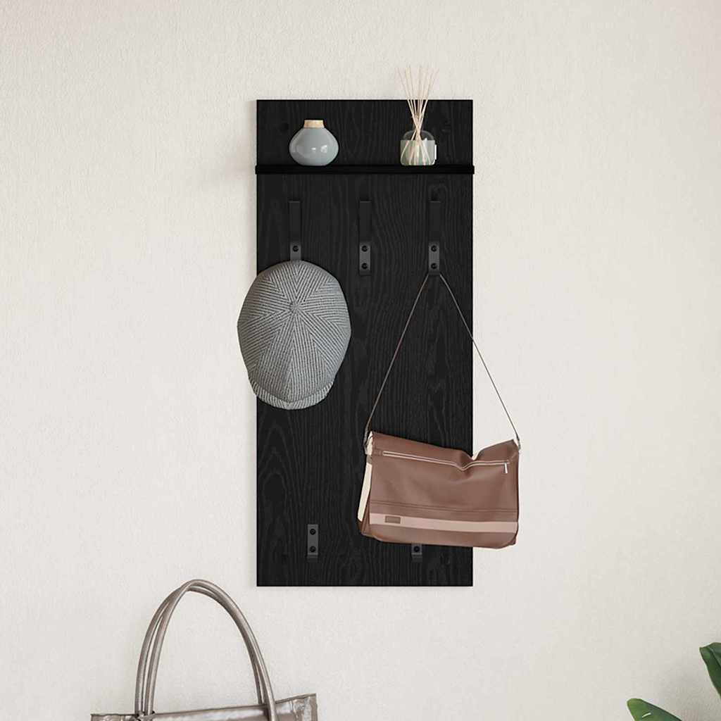 Wandgemonteerde kapstok met plank Zwart Eiken 40 x 10 x 90 cm is nu te koop bij PeponiXL, paradijselijk wonen!