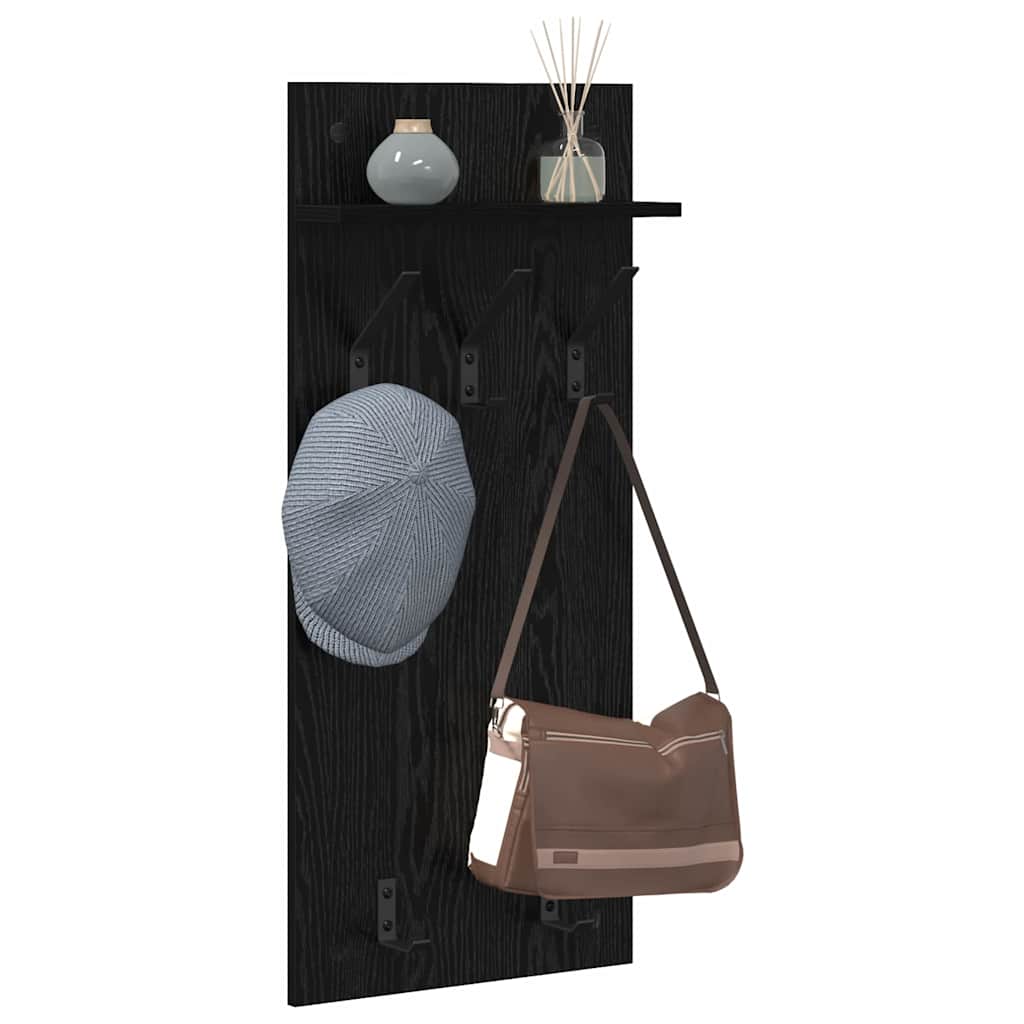 Wandgemonteerde kapstok met plank Zwart Eiken 40 x 10 x 90 cm is nu te koop bij PeponiXL, paradijselijk wonen!