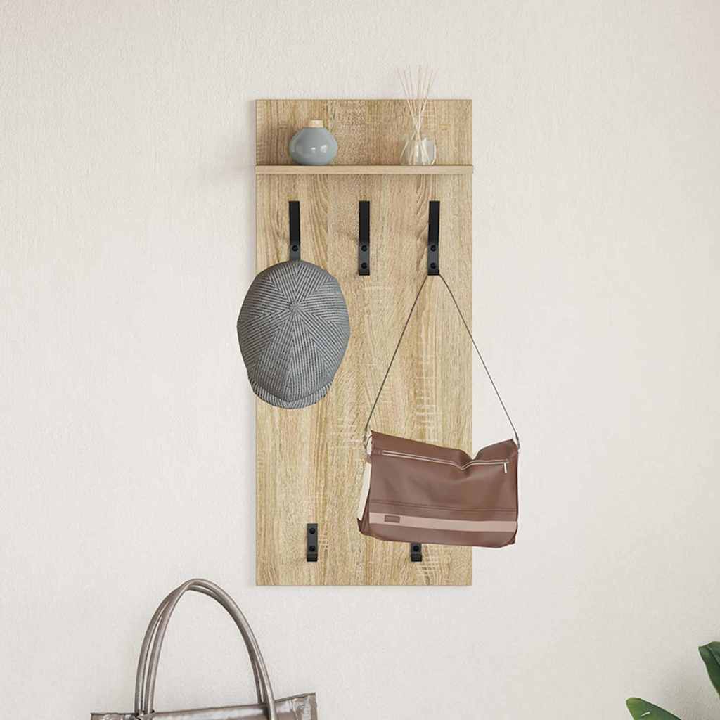 Wandgemonteerde kapstok met plank Sonoma Eiken 40 x 10 x 90 cm is nu te koop bij PeponiXL, paradijselijk wonen!