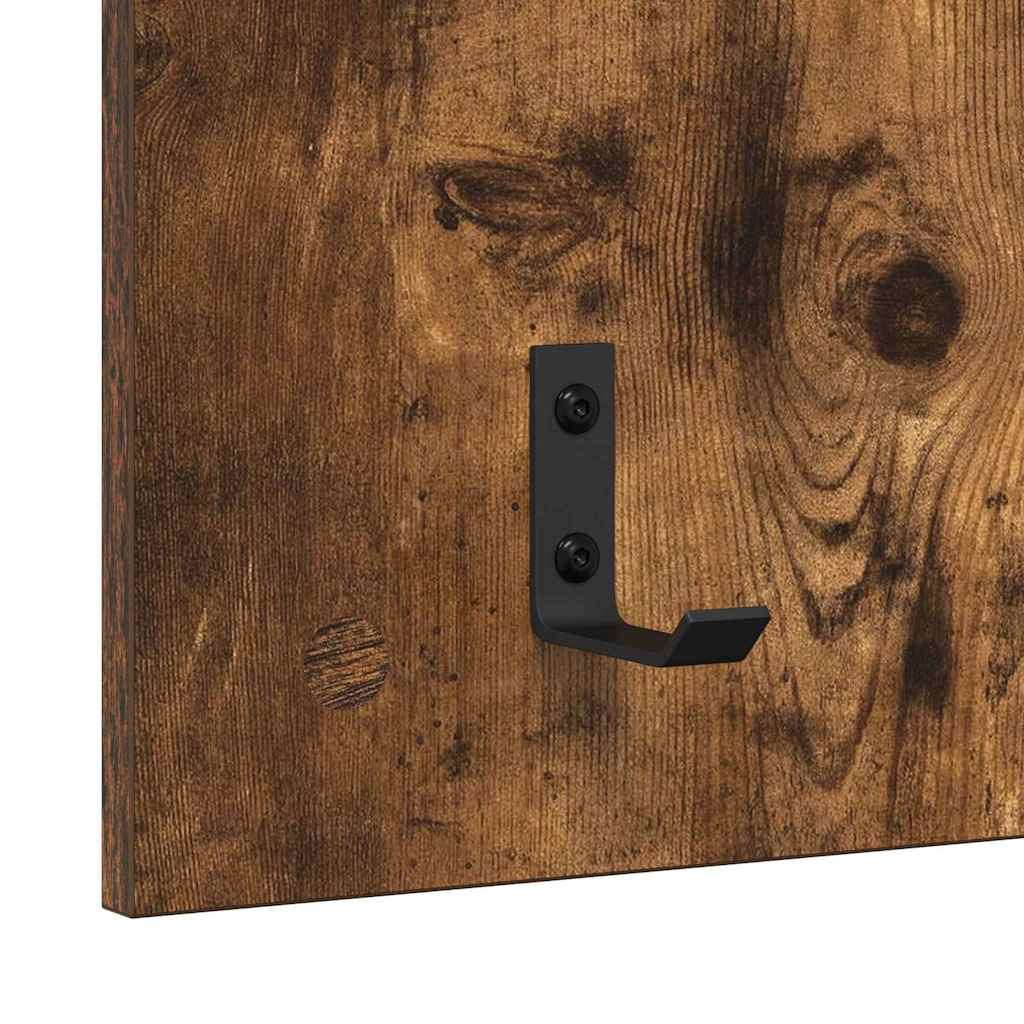 Wandgemonteerde kapstok met plank Gerookt eiken 40 x 10 x 90 cm is nu te koop bij PeponiXL, paradijselijk wonen!