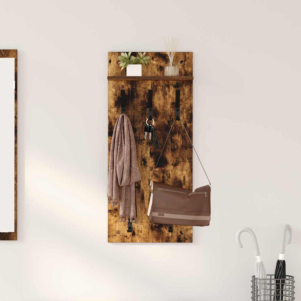 Wandgemonteerde kapstok met plank Gerookt eiken 40 x 10 x 90 cm is nu te koop bij PeponiXL, paradijselijk wonen!
