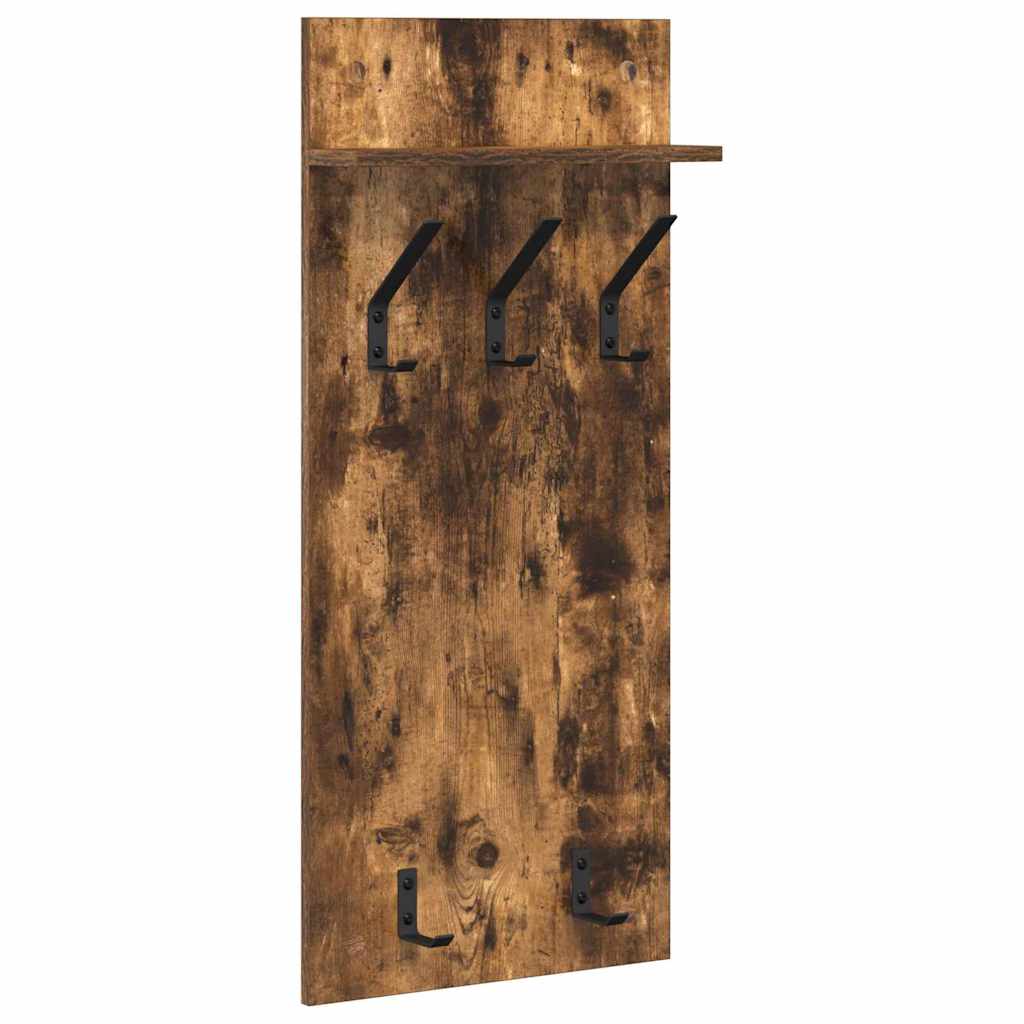 Wandgemonteerde kapstok met plank Gerookt eiken 40 x 10 x 90 cm is nu te koop bij PeponiXL, paradijselijk wonen!
