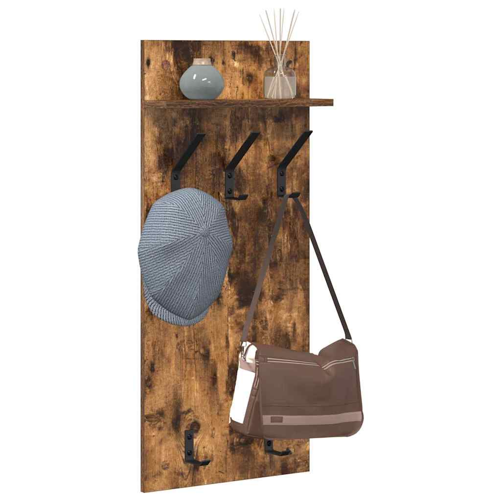 Wandgemonteerde kapstok met plank Gerookt eiken 40 x 10 x 90 cm is nu te koop bij PeponiXL, paradijselijk wonen!