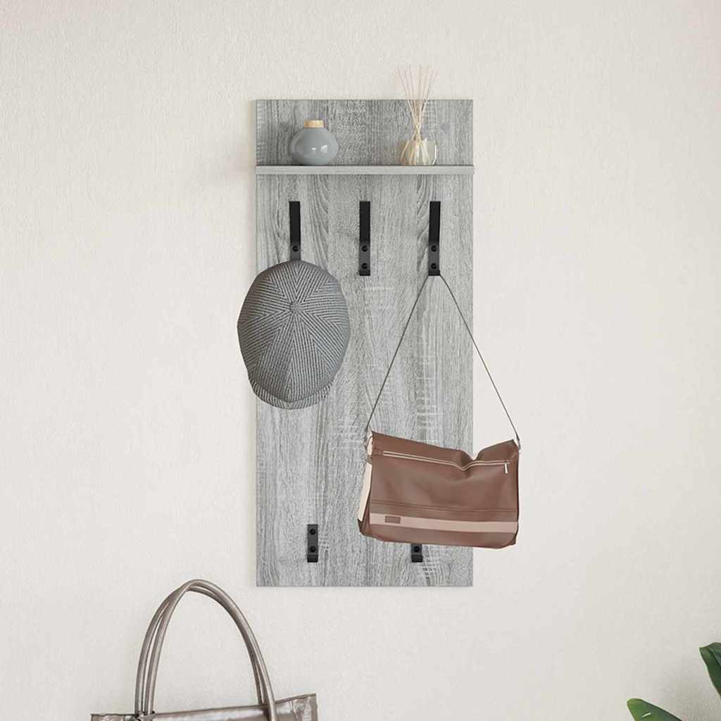 Wandgemonteerde kapstok met plank Grijs Sonoma 40 x 10 x 90 cm is nu te koop bij PeponiXL, paradijselijk wonen!