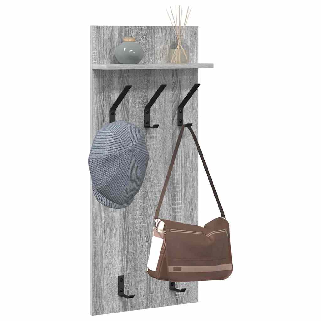 Wandgemonteerde kapstok met plank Grijs Sonoma 40 x 10 x 90 cm is nu te koop bij PeponiXL, paradijselijk wonen!
