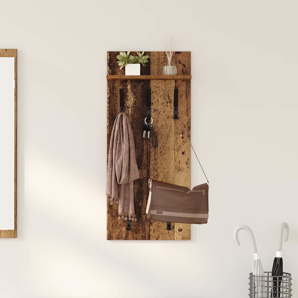 Wandgemonteerde kapstok Oudhout 40 x 10 x 90 cm Bewerkt hout is nu te koop bij PeponiXL, paradijselijk wonen!