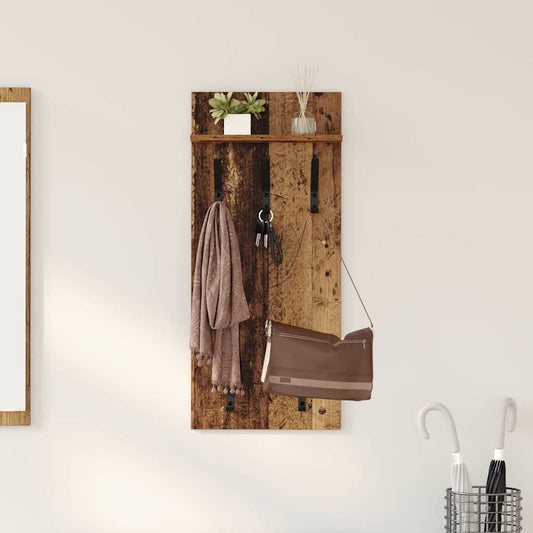 Wandgemonteerde kapstok Oudhout 40 x 10 x 90 cm Bewerkt hout is nu te koop bij PeponiXL, paradijselijk wonen!