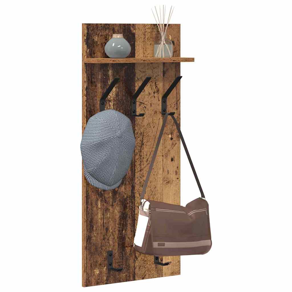 Wandgemonteerde kapstok Oudhout 40 x 10 x 90 cm Bewerkt hout is nu te koop bij PeponiXL, paradijselijk wonen!