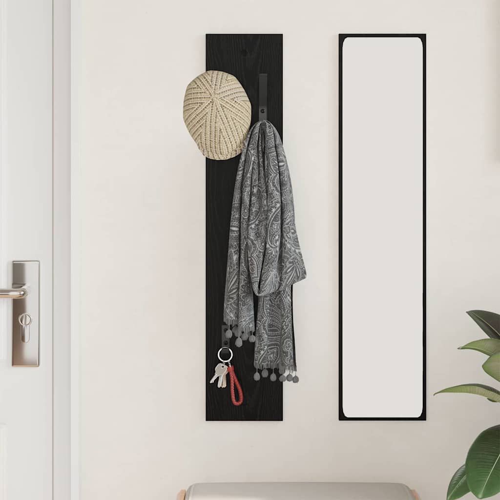 Wandgemonteerde kapstok Zwart Eiken 20 x 1,5 x 100 cm is nu te koop bij PeponiXL, paradijselijk wonen!