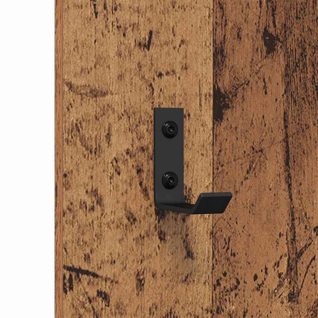 Wandgemonteerde kapstok Oudhout 30 x 1,5 x 80 cm Bewerkt hout is nu te koop bij PeponiXL, paradijselijk wonen!