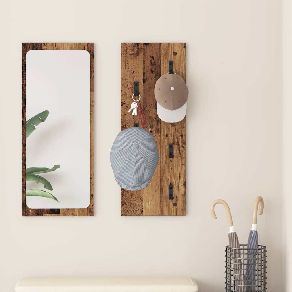 Wandgemonteerde kapstok Oudhout 30 x 1,5 x 80 cm Bewerkt hout is nu te koop bij PeponiXL, paradijselijk wonen!