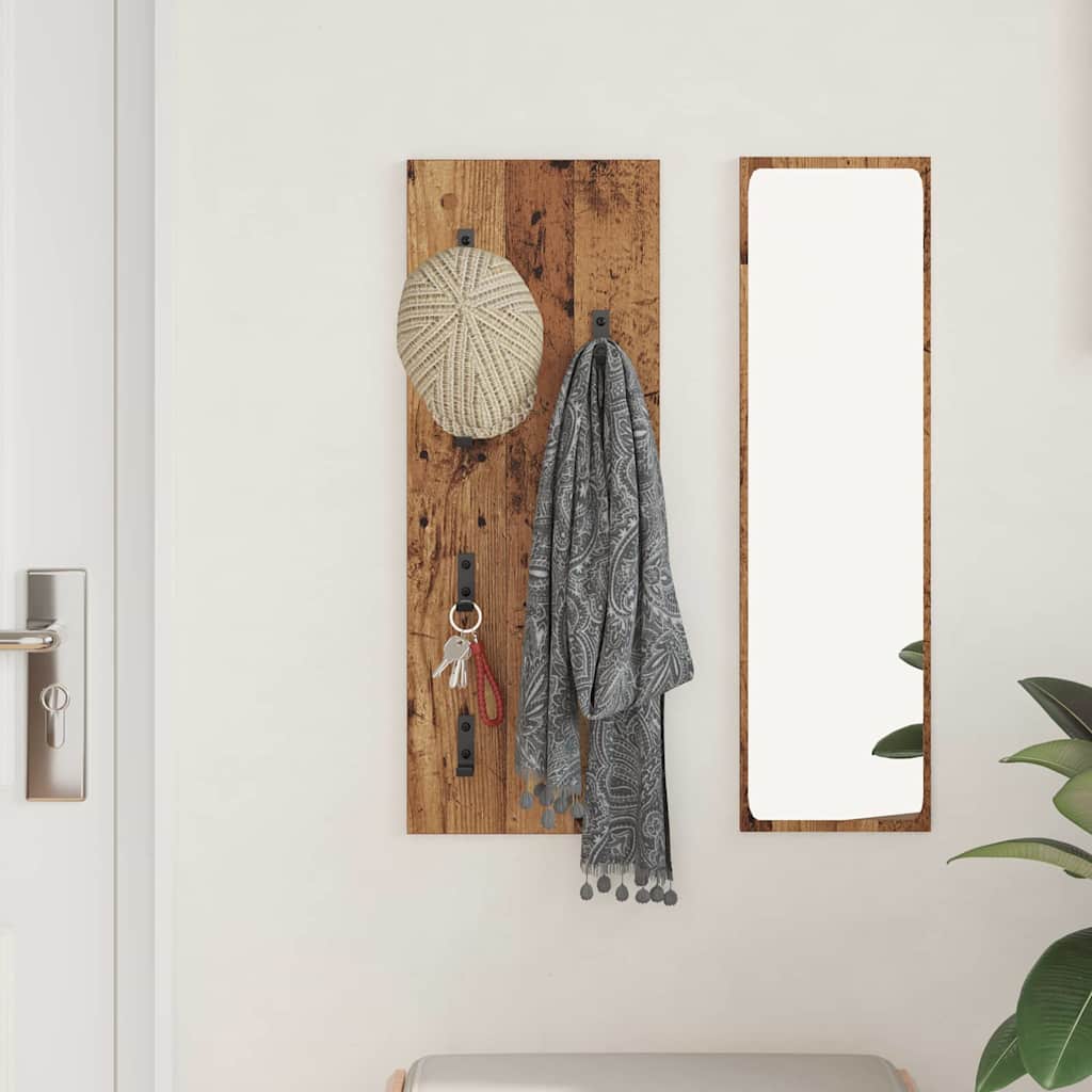 Wandgemonteerde kapstok Oudhout 30 x 1,5 x 80 cm Bewerkt hout is nu te koop bij PeponiXL, paradijselijk wonen!