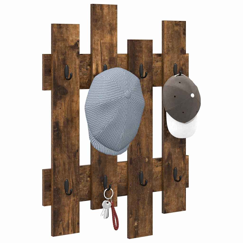 Wandgemonteerde kapstok met opslag Gerookt eiken 60 x 3 x 82 cm is nu te koop bij PeponiXL, paradijselijk wonen!